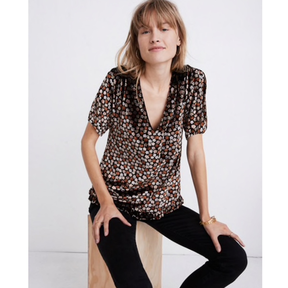 Madewell Velvet Floral Top size XL